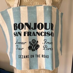 Sézane "Bonjour San Francisco” Striped Canvas Tote